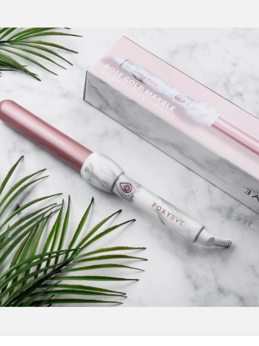 FOXYBae Rose Gold Marble 25 mm Curling Wand - Rose Gold & White